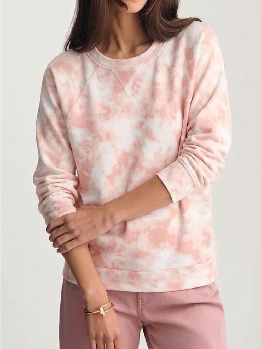 NEW Nordstrom 2LIV tie dye cozy sweatshirt pink LARGE Pullover long sleeve